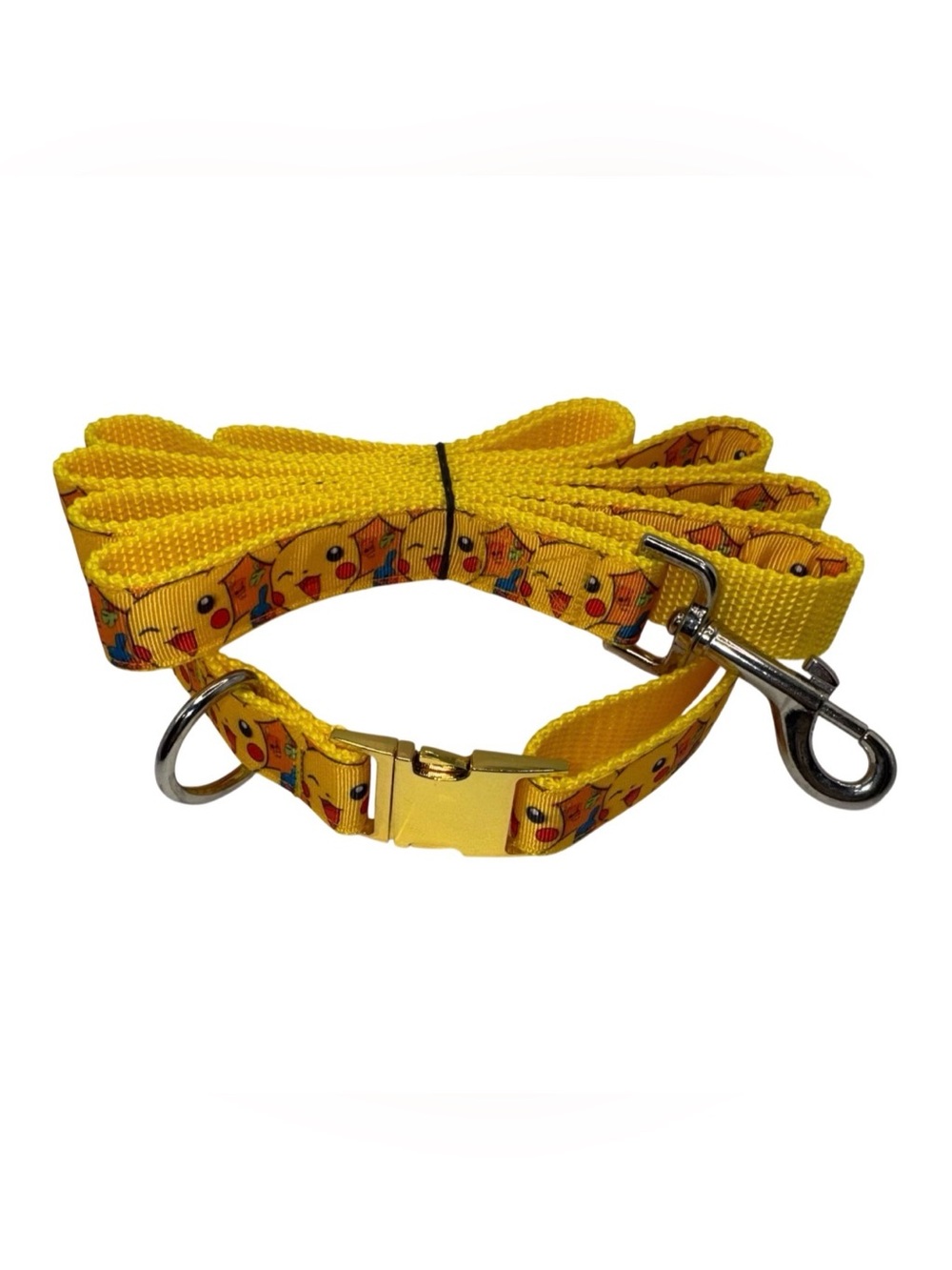 Dog Collar & Leash Yellow Pokemon Game Print Large Handmade Heavy Duty NEW